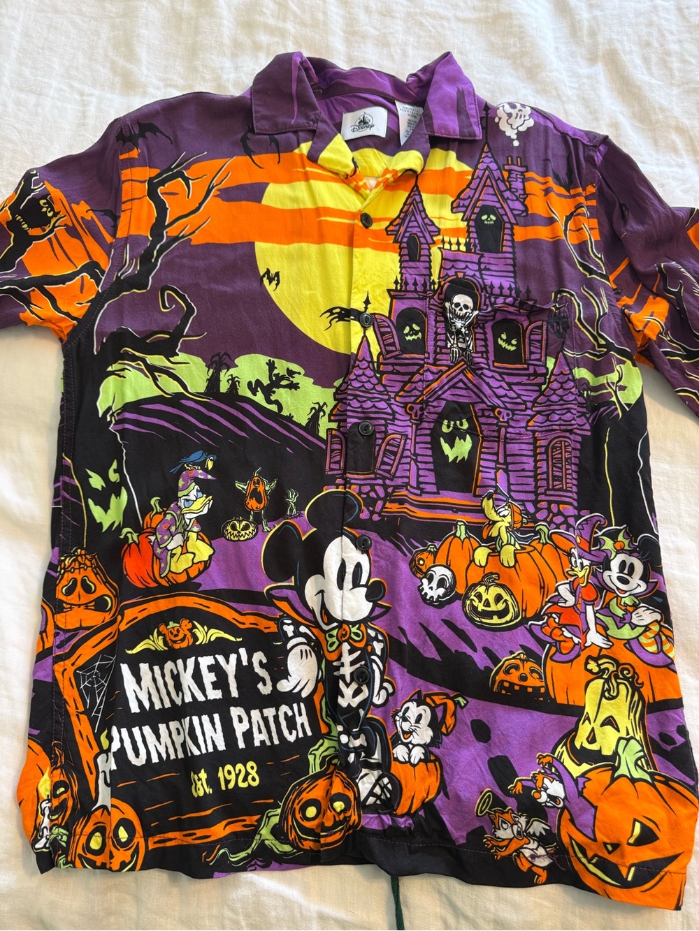 Disney Mickey Halloween Button-Down Shirt - Purple, Orange, Yellow, Black